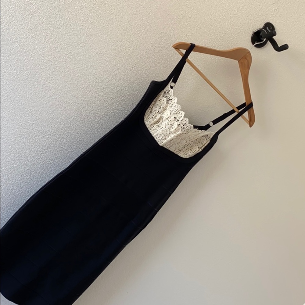 Black and Cream Herve Léger dress